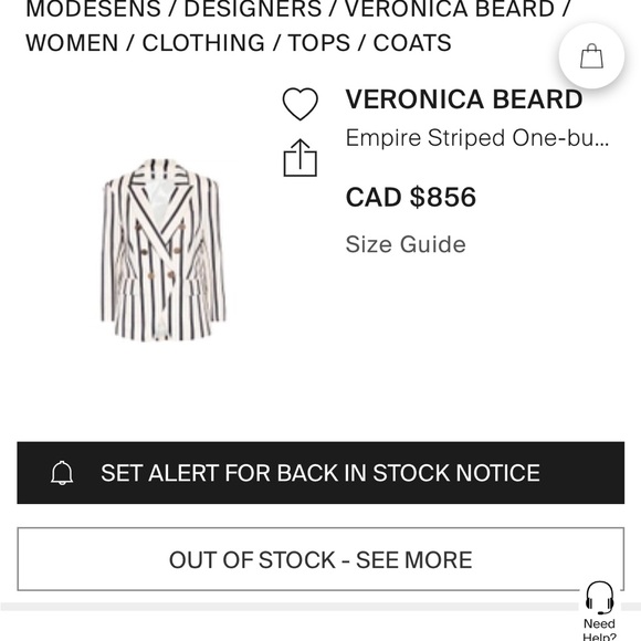 Veronica Beard Empire Striped Jacket in Navy - Picture 7 of 7